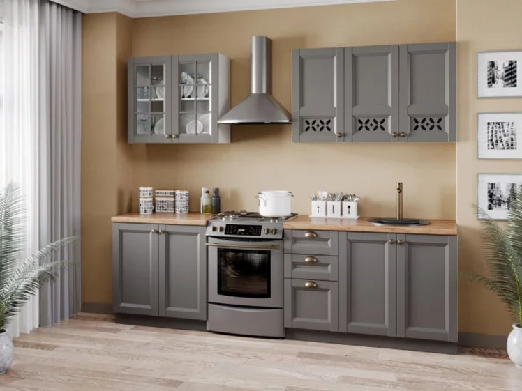 Тумба кухонная 400 с 3 ящиками ЛЮКС (4) Амели-3 ЛД 299.880.000.063 Белый Оникс серый_2