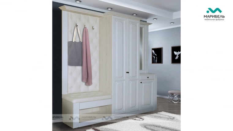 Прихожая  «Визит 2» К-2/2000 (Лев/прав) Дуб Эльза/Кожа Terra 100/Дуб фактурный белый_0