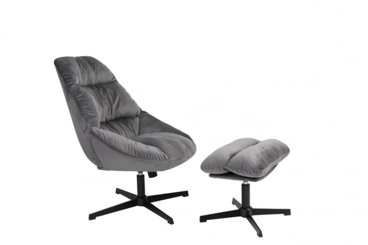 Кресло Оррелл серый с оттоманкой_1