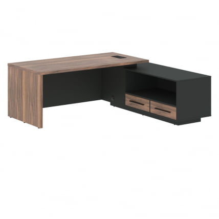 Стол руководителя правый VELION VENEER VRCT 2119 R Американский орех Яшма черная_0