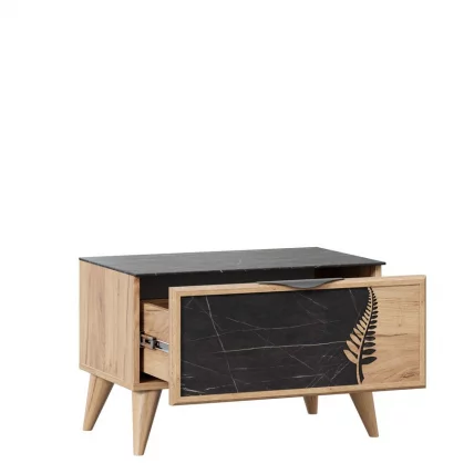 Тумба прикроватная правая Шелли ЛД 692.030.000 Дуб золотой Камень Пьетра чёрный_1