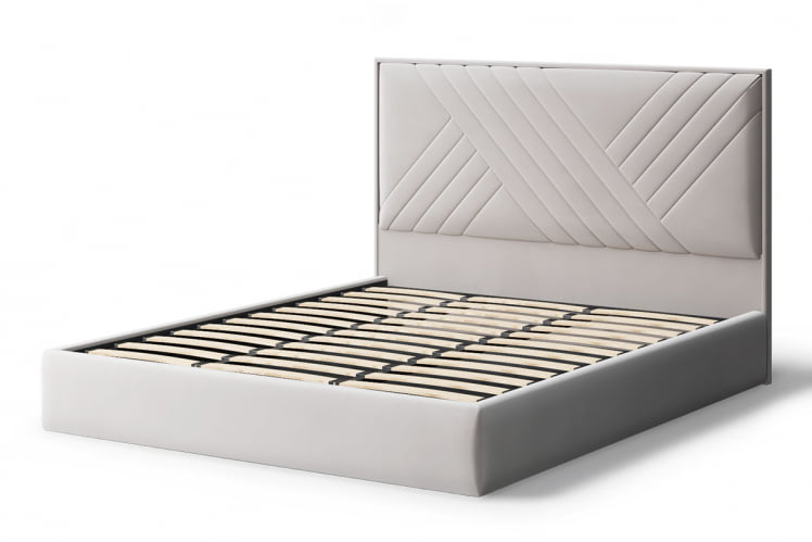 Кровать МИРА 2000*1200мм (без опор), велюр NEO 02 (бежевый), (б/основания, б/матраса)_1