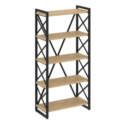 Стеллаж на регулируемых опорах - 5 полок LOFT VR.L-MST.O-5.8 Металл черный Тиквуд светлый_0