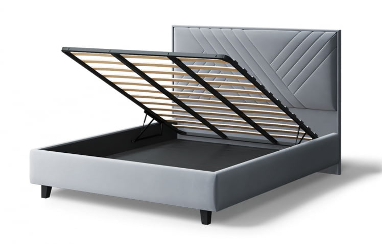 Кровать МИРА 2000*1200мм (на опорах), велюр NEO 25 (серый), (б/основания, б/матраса)_3