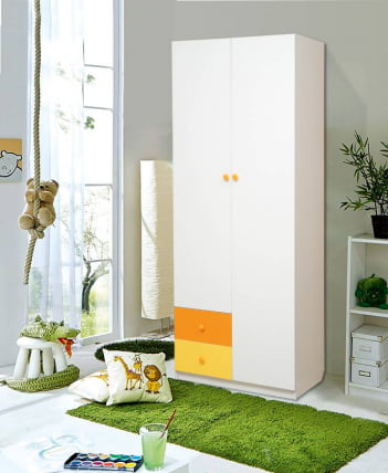 Шкаф 2-х дверный комбинированный с ящиками Радуга Белый/Желтый/Синий_0