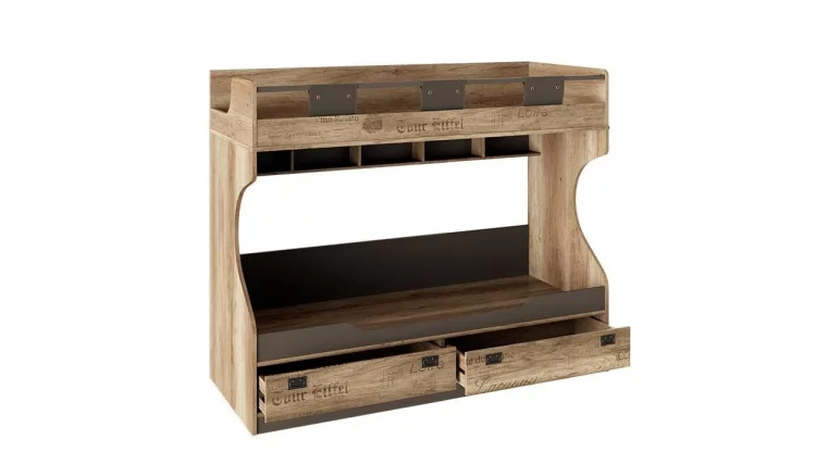 Кровать 2х ярусная Пилигрим ТД-276.11.01 Дуб каньон светлый/Серый_1