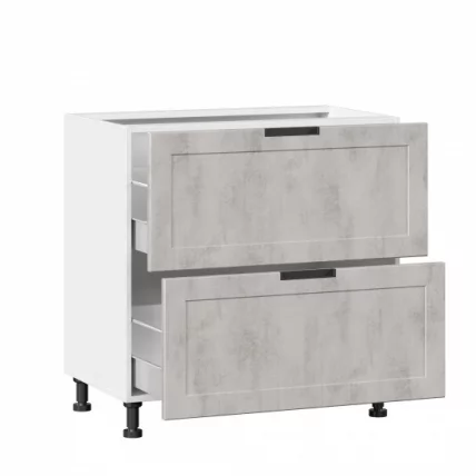 Тумба кухонная 800 с 2 ящиками ЛЮКС (4) Джамис ЛД 296.150.000.010 Белый Белый камень_1