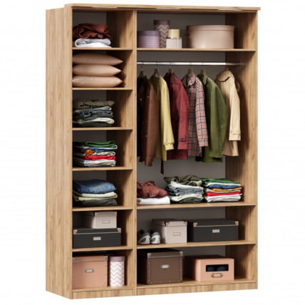 Шкаф трехстворчатый с зеркалом Фиджи 003 Дуб Золотой Антрацит_2