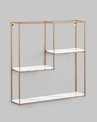 Полка Square золотая Белый мрамор_2
