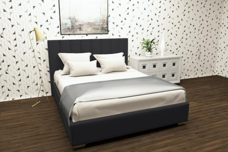 Мягкая интерьерная кровать Терра без основания Материал фасада: Металл/Велюр; Спальное место: 1400х2000 мм; Цвет: Темно серый_0