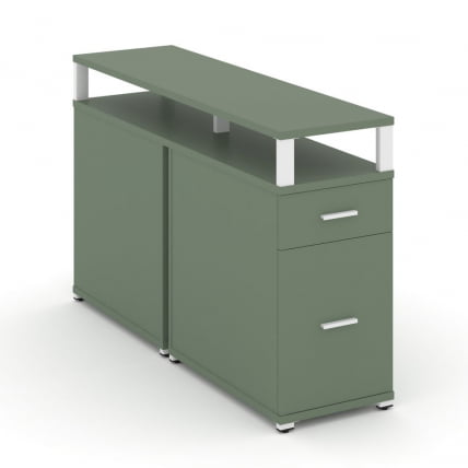 Тумба двухсторонняя опорная приставная с ящиком, распашным фасадом и надставкой CONCEPT CN.DTGO-006 B/W Кобо Белый_0