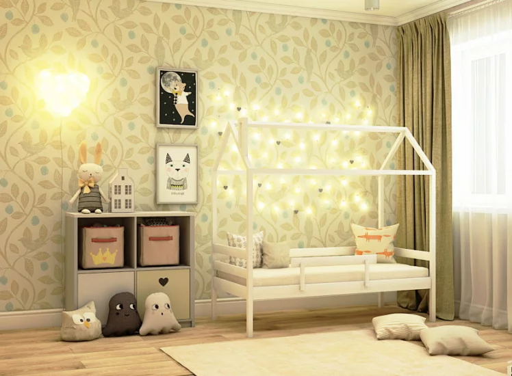 Кровать-домик RooRoom кд-1 с бортиком Белый_0