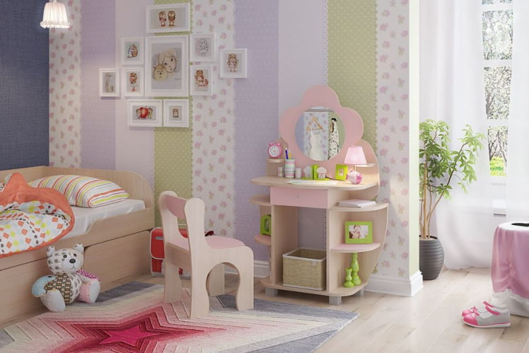 Набор детский Ромашка модуль 01 Дуб млечный/Розовый_1