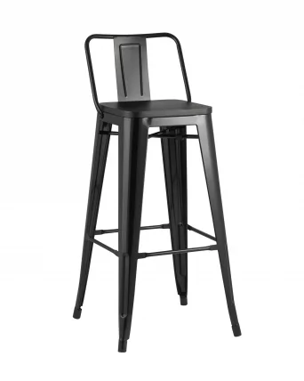 Стул полубарный Tolix Wood со спинкой Черный_0