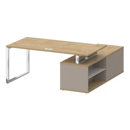 Стол руководителя с опорной греденцией , левый SHIFT SK.SRG-180 (L) Тиквуд Светлый/Капучино_1