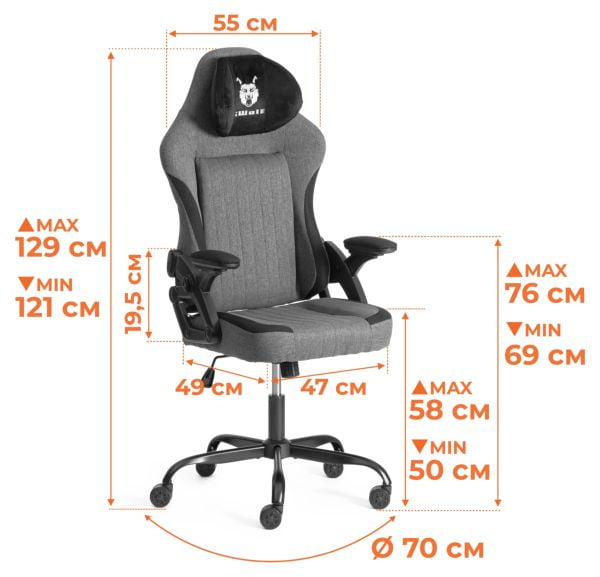 Кресло iWolf ткань, черный/серый_9