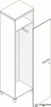 Гардероб с замком Л.Ш-6 правый Орех_0