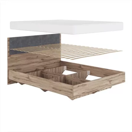 Кровать 1,6 с мягким элементом Николь Мод. 1.3 Дуб Альпийский/Серый_1