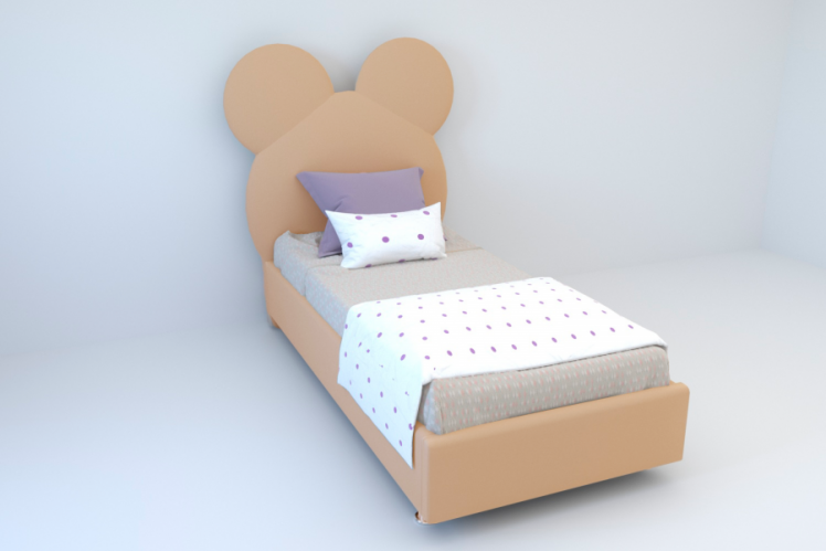 Детская кровать "Маус" с ортопедическим основанием Цвет фасада: Бежевый; Цвет корпуса: Бежевый; Материал фасада: Искусственная кожа; Размер: 900х2000 мм; Спальное место: 900х2000 мм _0
