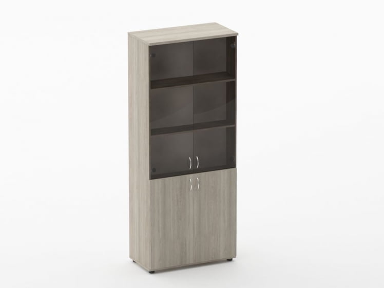 Шкаф высокий со стеклом Twin 16.16.131 Дуб Сантана светлый_0