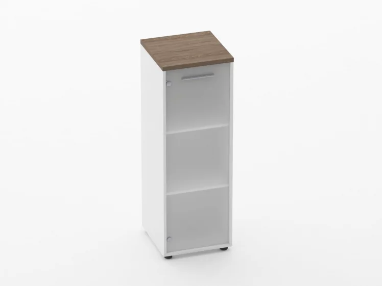 Шкаф 2 узкий 1 стеклянная дверь Deka 10.12.16Л Дуб Верцаска/Белый_0