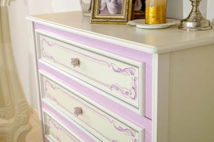 Комод с 4 ящиками и зеркалом Маркиза 01 Алебастр_9