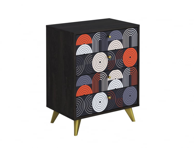 Комод Фьюжн КМ-001 АРТ  Угольный камень/VINIL_0