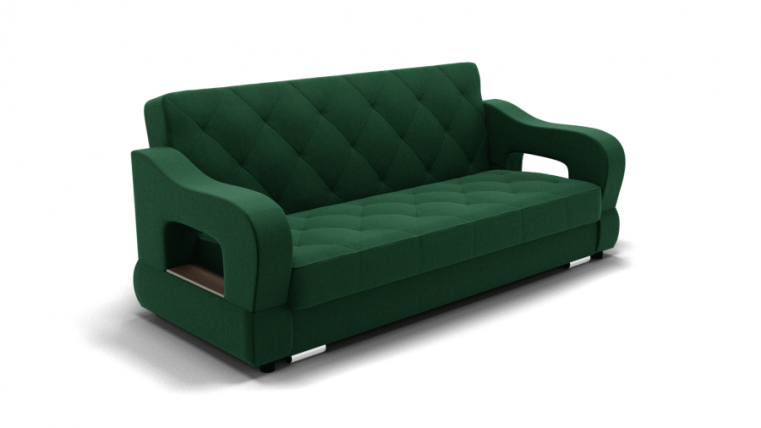 Диван Бруно-2 (ЗР) Цвет фасада: Зеленый; Тип: Прямой; Материал фасада: Металл/Велюр_0
