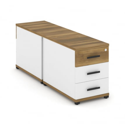 Тумба двухсторонняя опорная приставная с 3-мя ящиками CONCEPT CN.DTGO-001 B/W Сандал Янтарный Белый бриллиант Черный_0