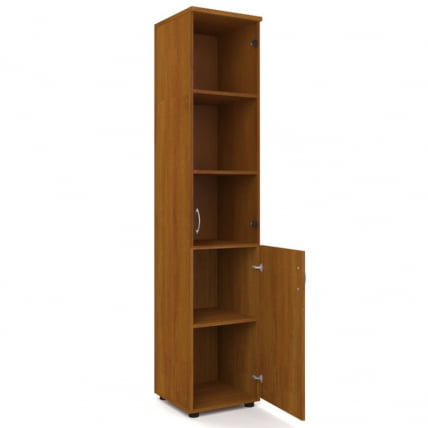 Шкаф для документов узкий с тонированными стеклами Р.П-2СТ Крафт белый_1