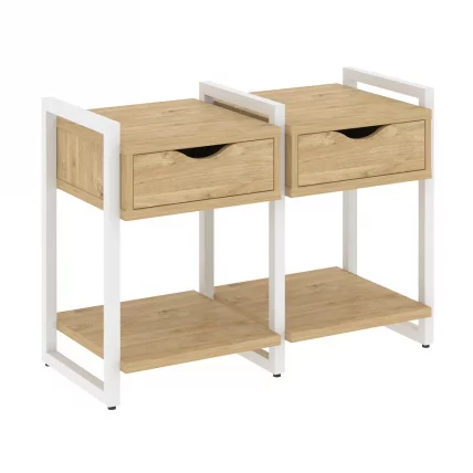 Тумба на регулируемых опорах наборная. Вариант №1 LOFT VR.L-TN-1.O Металл белый Тиквуд светлый_0