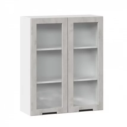 Шкаф кухонный 800 высокий со стеклом Джамис ЛД 296.460.000.030 Белый Белый камень_0