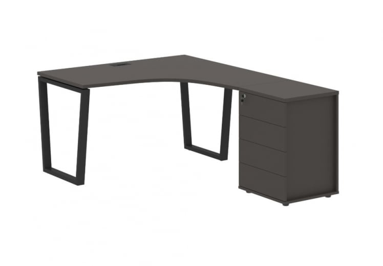 Стол эргономичный с тумбой правый EDIS EVCET 1318 R Мокко Черный_0