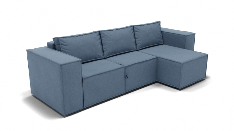 Диван Хилтон-3 угол левый/правый (ЗР) Цвет фасада: Голубой; Тип: Левый/правый; Материал фасада: Металл/Велюр_0