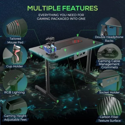 Геймерский стол с RGB подсветкой Eureka GIP 44_4