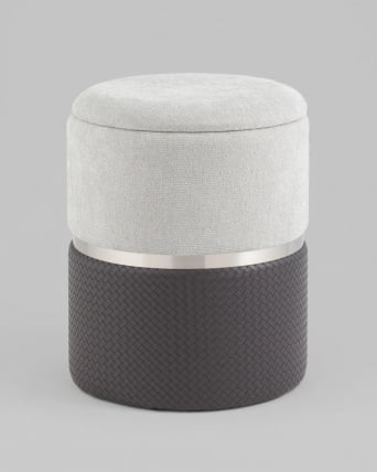 Пуф Кэрри с ящиком серо-черный шенилл с экокожей_3