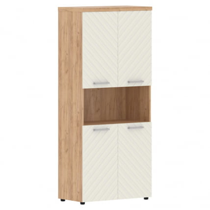 Шкаф с 2-мя комплектами глухих малых дверей и топом Torr LUX TLHC 85.4 Дуб Бофорд Латте_0