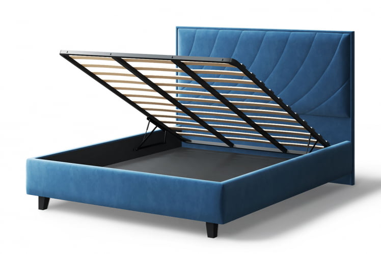 Кровать СОФИЯ 2000*1600мм (на опорах), велюр Бренди лайт 08 (синий), (б/основания, б/матраса)_3