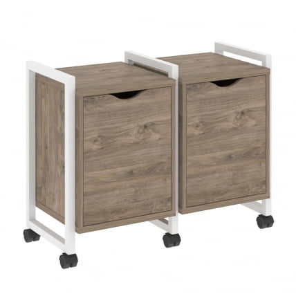 Тумба на колесных опорах наборная. Вариант №2 LOFT VR.L-TN-2.K Металл белый Тиквуд темный_0