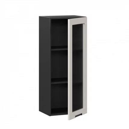 Шкаф кухонный 400 высокий со стеклом Джамис ЛД 296.420.000.152 Черный Кашмир_1