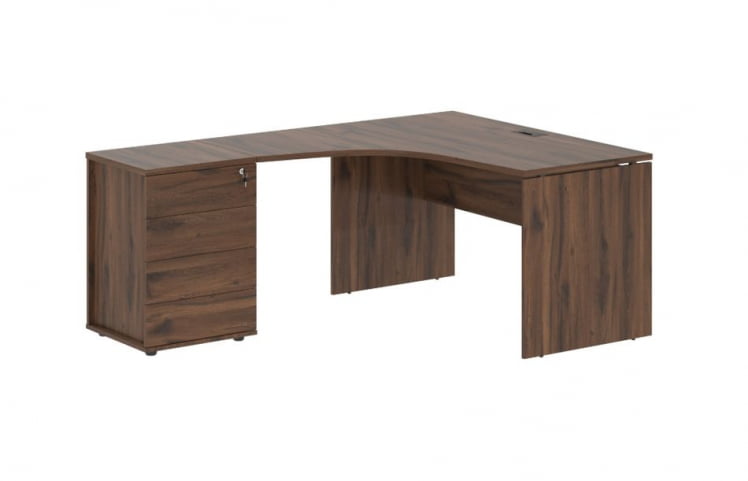 Стол эргономичный с тумбой левый EDIS EDCET 1518 L Дуб Денвер темный Мокко_0