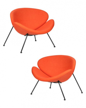 Кресло дизайнерское DOBRIN EMILY (оранжевая ткань AF, черное основания) 2 шт_0
