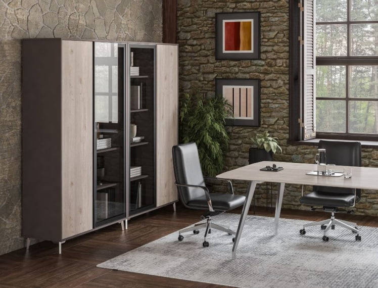 Шкаф высокий комбинированый Сирио СР.314.ВФ.ВХ.ГЛБ Вольфрам Белый / Sirio SR.314.WF.WH.GLB_1