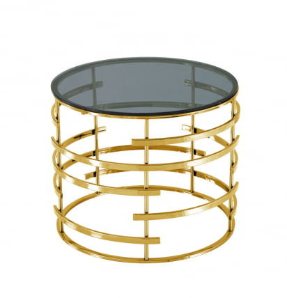 Журнальный столик Инфлюэнс 60*60 стекло smoke сталь Золото_0