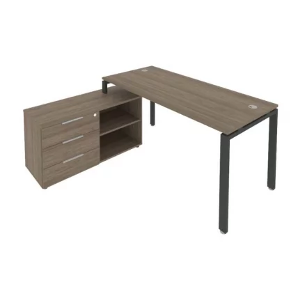 Рабочая станция на П-образном м/к с опорной тумбой левая Metal System Б.РС-СТС-2.4 Л Вяз/Антрацит_0