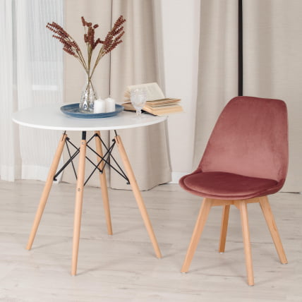 Стул TULIP SOFT (mod. 74) вельвет/дерево , 54 х 47 х 83 см , коралловый (HLR 44)/натуральный_8