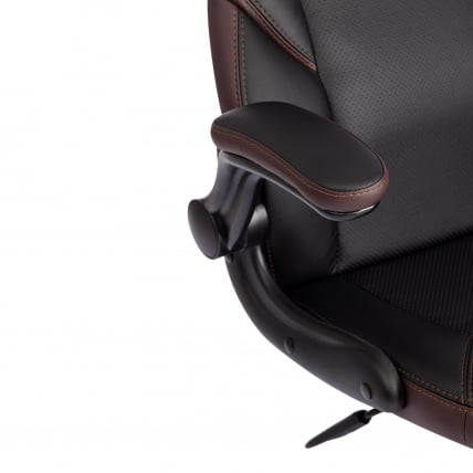 Кресло офисное BAZUKA кож/зам, черный/черный перфорированный/коричневый, 36-6/36-6/06/36-36_7