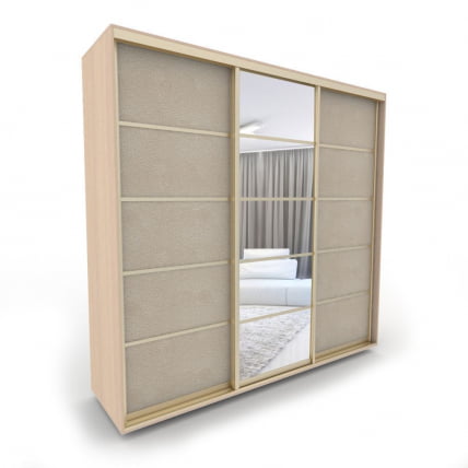 Шкаф-купе 3-х дверный Акцент-Квадро КЛ 1800х600 Дуб молочный/Золото_0