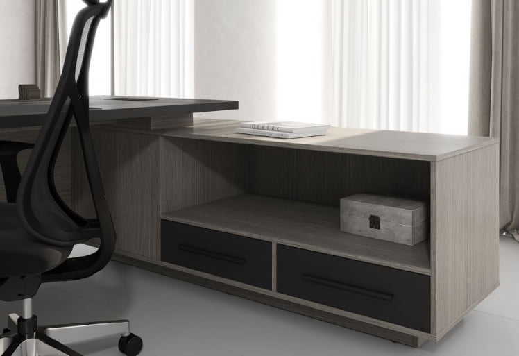 Кабинет руководителя VELION №1 Яшма черный Дуб Сильвер_1