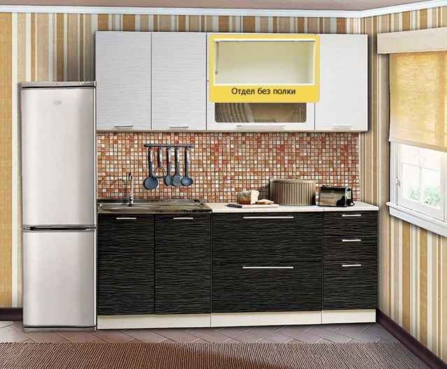 Кухонный гарнитур Диана 7 1.6 м Страйп белый/Страйп черный_2